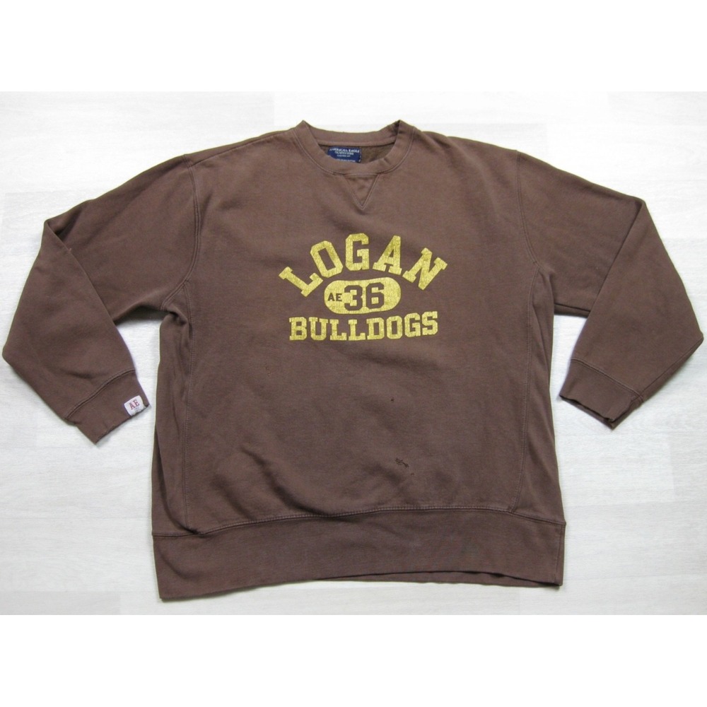 Vintage 90s American Eagle AE Crewneck Sweatshirt (L) Football Logan Bulldogs